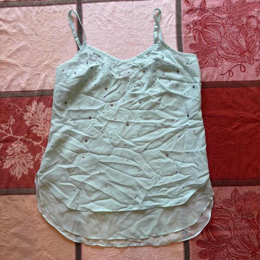 I Heart Ronson Mint Rhinestone Split Back Cami XS - Picture 2 of 7